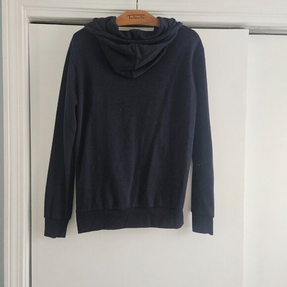 Basic Lightweight Zip Up Hoodie Long Sleeve Large Navy Hooded Sweatshirt - Picture 5 of 6